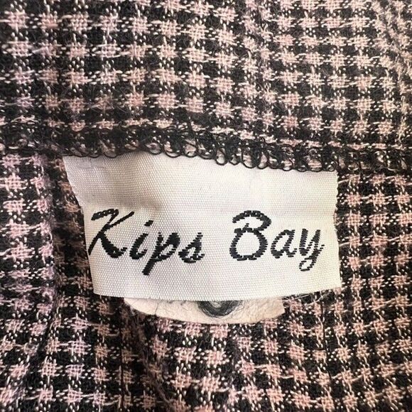 Vintage Kips Bay Pink & Black Womens Houndstooth Plaid Skirt Pleated Skater 9/10 - Picture 5 of 12